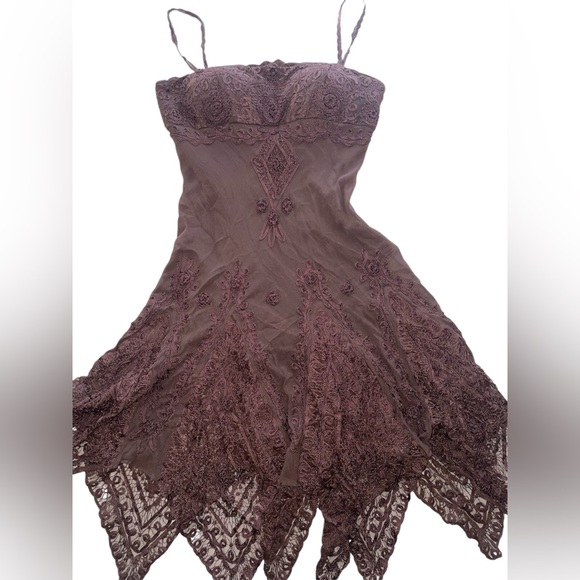 Sue Wong Dresses & Skirts - Stunning Sue Wong Chocolate Brown Lace Trim
Silk Slip Dress | Y2K
